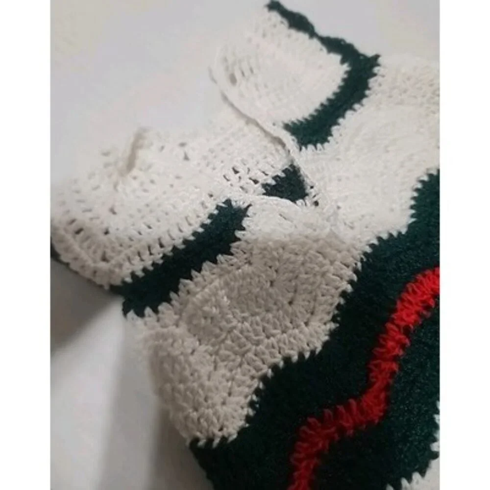 Handmade‎ Crocheted Christmas Dress for 18 In American Girl Type Doll Red Green